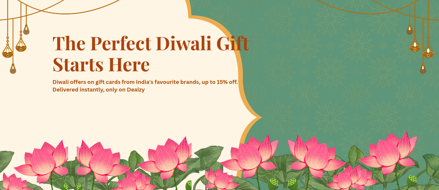 The Perfect Diwali Gift Starts Here — gift cards from India's favourite brands, delivered instantly on Dealzy.