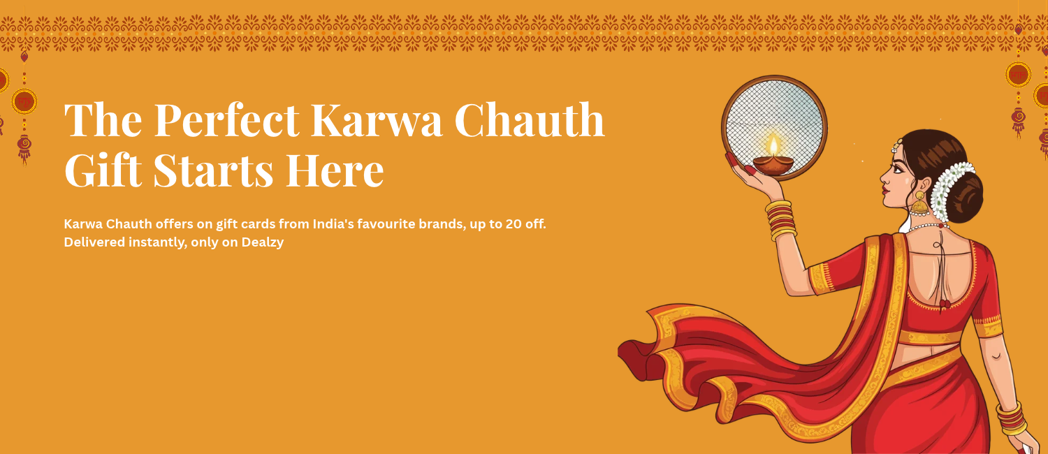 The Perfect Karwa Chauth Gift Starts Here — gift cards from India's favourite brands, delivered instantly on Dealzy.